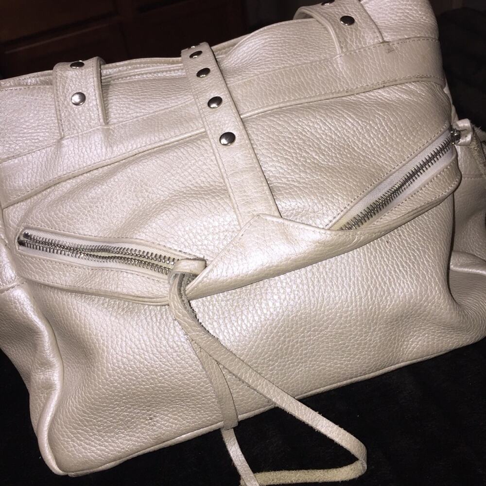 Botkier New York Champagne Iconic Trigger Bag Satchel Pebbled Leather Handbag